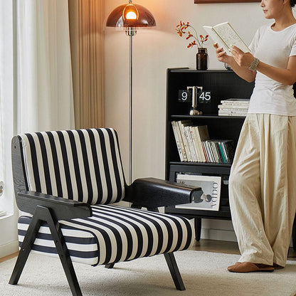 Contemporary Nordic Velvet & Wood Square Accent Chair With Adjustable Legs For Bedroom & Living Room