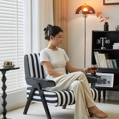 Contemporary Nordic Velvet & Wood Square Accent Chair With Adjustable Legs For Bedroom & Living Room