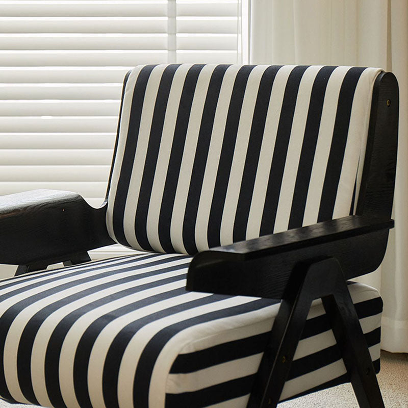 Contemporary Nordic Velvet & Wood Square Accent Chair With Adjustable Legs For Bedroom & Living Room