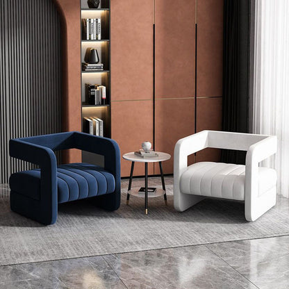 Contemporary Nordic Velvet & Metal Square Accent Chair For Bedroom & Living Room