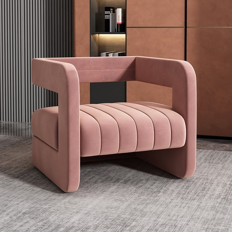 Contemporary Nordic Velvet & Metal Square Accent Chair For Bedroom & Living Room