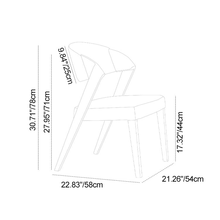 Contemporary Creative Microfiber Leather Linen Ash Wood Square Semi-Round Dining Chair Scientific Backrest For Living Room & Dining Room
