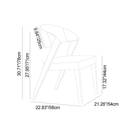 Contemporary Creative Microfiber Leather Linen Ash Wood Square Semi-Round Dining Chair Scientific Backrest For Living Room & Dining Room