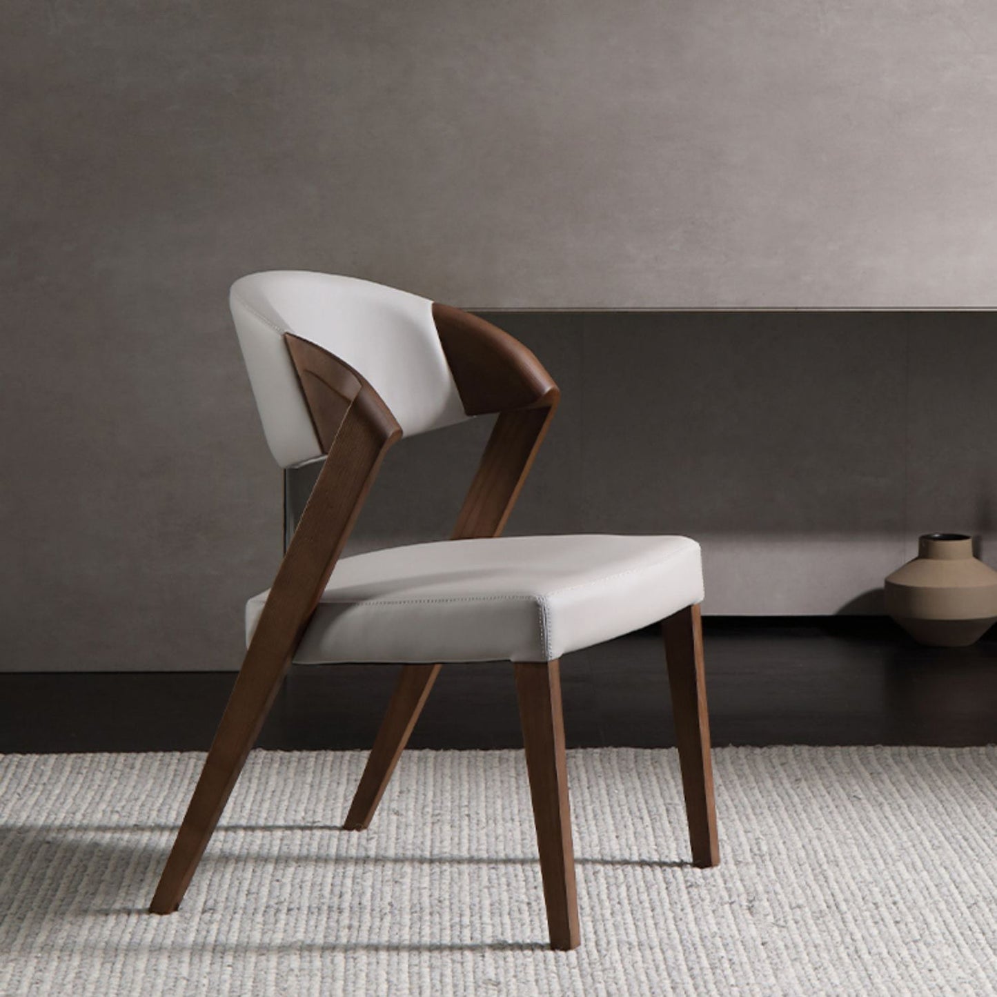 Contemporary Creative Microfiber Leather Linen Ash Wood Square Semi-Round Dining Chair Scientific Backrest For Living Room & Dining Room