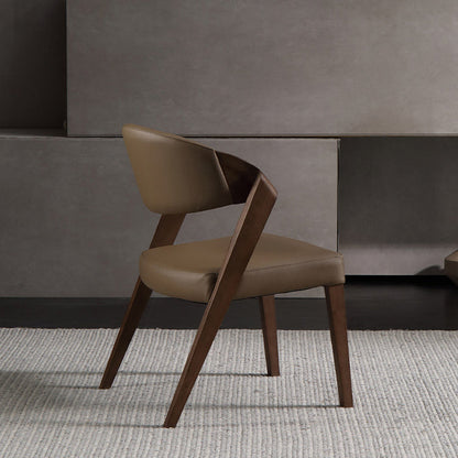 Contemporary Creative Microfiber Leather Linen Ash Wood Square Semi-Round Dining Chair Scientific Backrest For Living Room & Dining Room