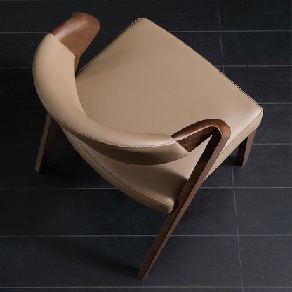 Contemporary Creative Microfiber Leather Linen Ash Wood Square Semi-Round Dining Chair Scientific Backrest For Living Room & Dining Room