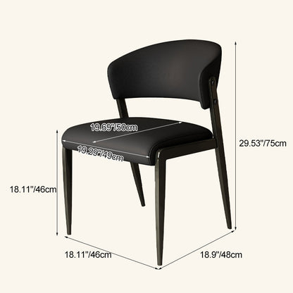 Contemporary Scandinavian PU Leather Carbon Steel Rounded Square Curved Dining Chair Backrest For Living Room & Dining Room