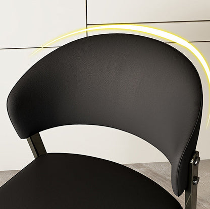 Contemporary Scandinavian PU Leather Carbon Steel Rounded Square Curved Dining Chair Backrest For Living Room & Dining Room