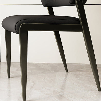 Contemporary Scandinavian PU Leather Carbon Steel Rounded Square Curved Dining Chair Backrest For Living Room & Dining Room