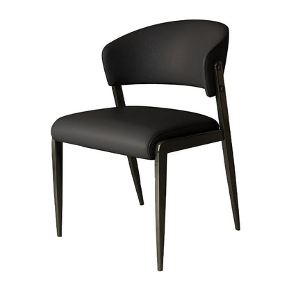 Contemporary Scandinavian PU Leather Carbon Steel Rounded Square Curved Dining Chair Backrest For Living Room & Dining Room