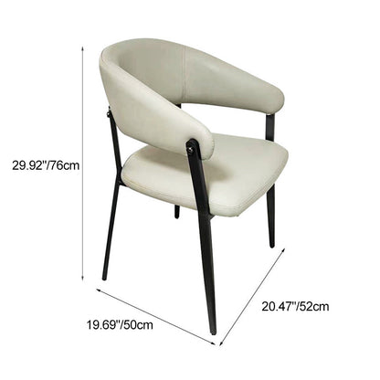 Contemporary Scandinavian Faux Leather Carbon Steel Semi-Enclosed Rounded Square Dining Chair With Backrest For Living Room & Dining Room