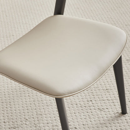 Contemporary Scandinavian Faux Leather Carbon Steel Metal Curved Square Dining Chair With Backrest For Living Room & Dining Room