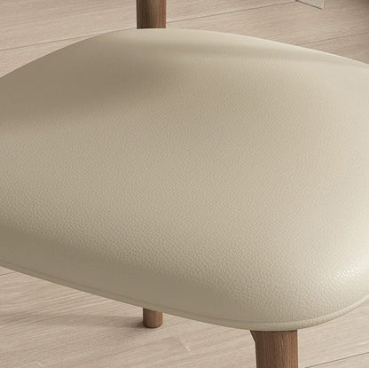 Contemporary Scandinavian Faux Leather Solid Wood Curved Horn Rounded Square Dining Chair With Ergonomic Back For Living Room & Dining Room