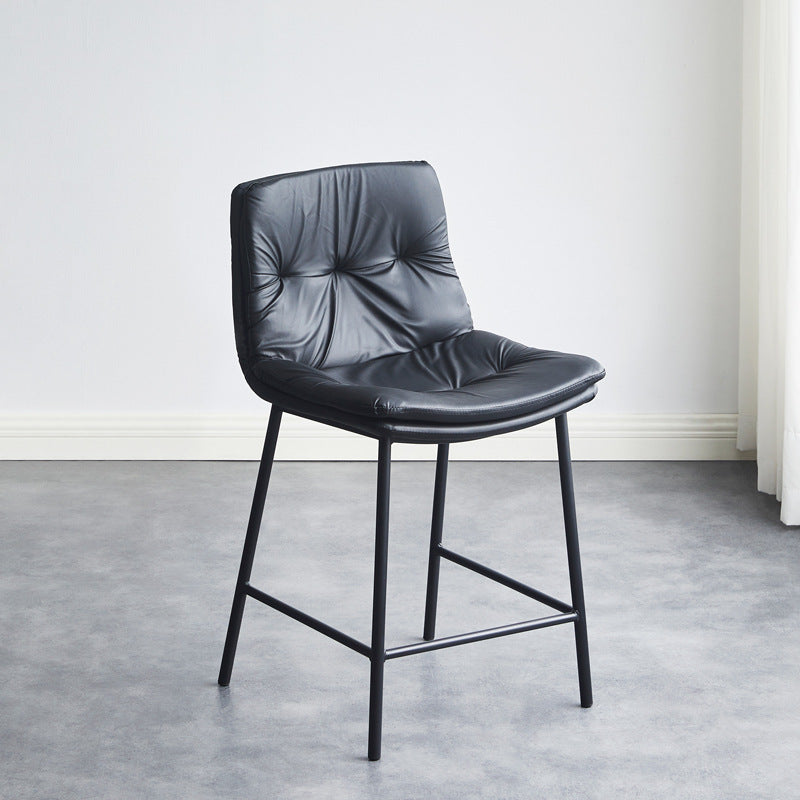 Contemporary Scandinavian Artificial Leather Carbon Steel Arched Bar Stool With Backrest For Dining Room & Living Room