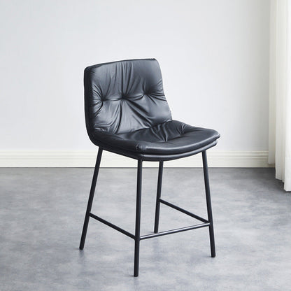 Contemporary Scandinavian Artificial Leather Carbon Steel Arched Bar Stool With Backrest For Dining Room & Living Room