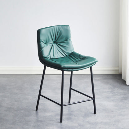 Contemporary Scandinavian Artificial Leather Carbon Steel Arched Bar Stool With Backrest For Dining Room & Living Room
