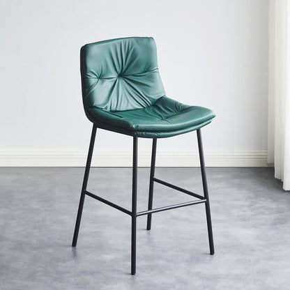 Contemporary Scandinavian Artificial Leather Carbon Steel Arched Bar Stool With Backrest For Dining Room & Living Room