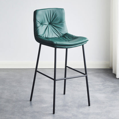Contemporary Scandinavian Artificial Leather Carbon Steel Arched Bar Stool With Backrest For Dining Room & Living Room