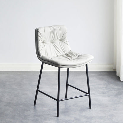 Contemporary Scandinavian Artificial Leather Carbon Steel Arched Bar Stool With Backrest For Dining Room & Living Room