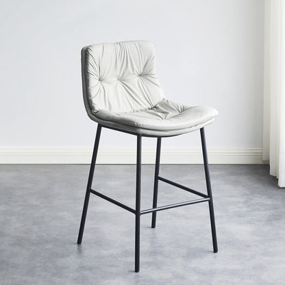 Contemporary Scandinavian Artificial Leather Carbon Steel Arched Bar Stool With Backrest For Dining Room & Living Room