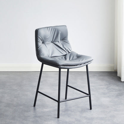 Contemporary Scandinavian Artificial Leather Carbon Steel Arched Bar Stool With Backrest For Dining Room & Living Room