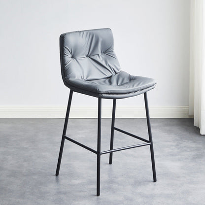Contemporary Scandinavian Artificial Leather Carbon Steel Arched Bar Stool With Backrest For Dining Room & Living Room