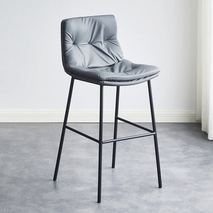 Contemporary Scandinavian Artificial Leather Carbon Steel Arched Bar Stool With Backrest For Dining Room & Living Room