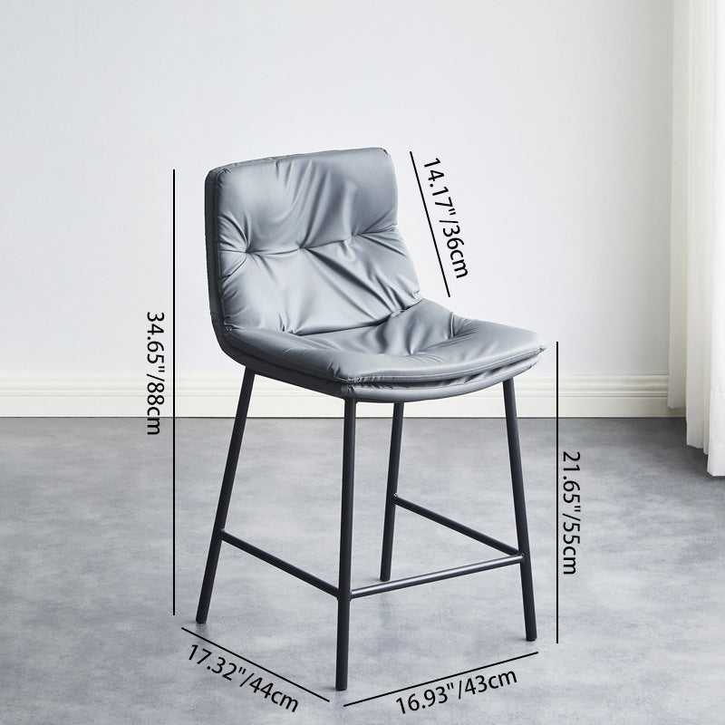 Contemporary Scandinavian Artificial Leather Carbon Steel Arched Bar Stool With Backrest For Dining Room & Living Room