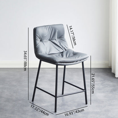 Contemporary Scandinavian Artificial Leather Carbon Steel Arched Bar Stool With Backrest For Dining Room & Living Room