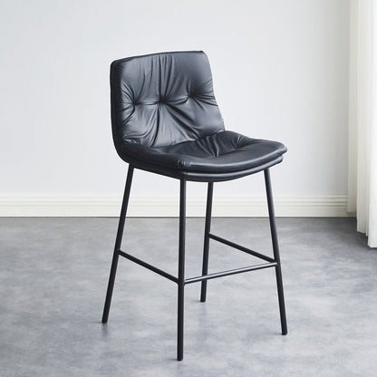 Contemporary Scandinavian Artificial Leather Carbon Steel Arched Bar Stool With Backrest For Dining Room & Living Room