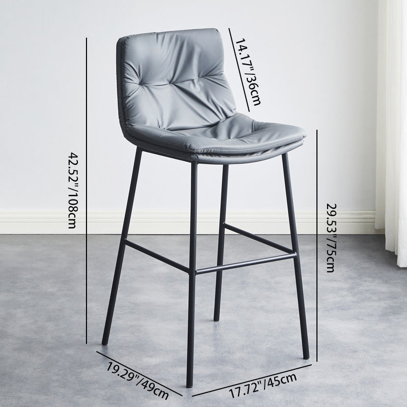 Contemporary Scandinavian Artificial Leather Carbon Steel Arched Bar Stool With Backrest For Dining Room & Living Room