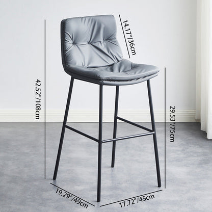 Contemporary Scandinavian Artificial Leather Carbon Steel Arched Bar Stool With Backrest For Dining Room & Living Room