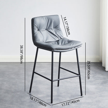 Contemporary Scandinavian Artificial Leather Carbon Steel Arched Bar Stool With Backrest For Dining Room & Living Room