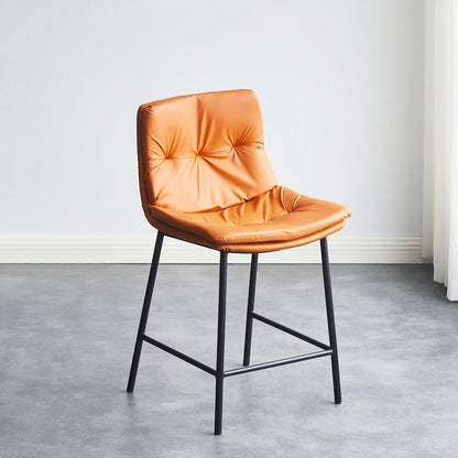 Contemporary Scandinavian Artificial Leather Carbon Steel Arched Bar Stool With Backrest For Dining Room & Living Room