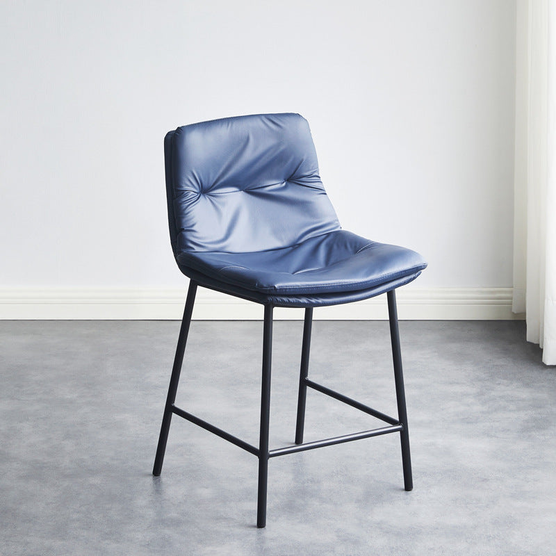 Contemporary Scandinavian Artificial Leather Carbon Steel Arched Bar Stool With Backrest For Dining Room & Living Room
