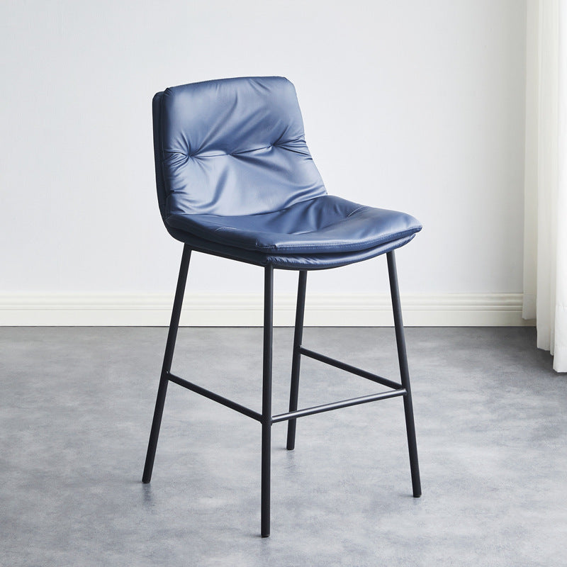 Contemporary Scandinavian Artificial Leather Carbon Steel Arched Bar Stool With Backrest For Dining Room & Living Room