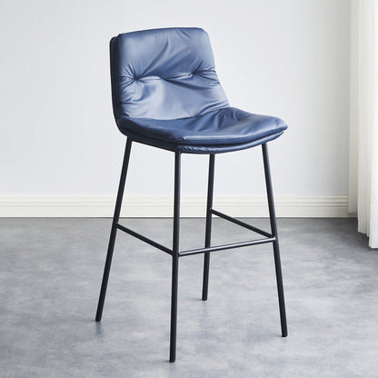 Contemporary Scandinavian Artificial Leather Carbon Steel Arched Bar Stool With Backrest For Dining Room & Living Room
