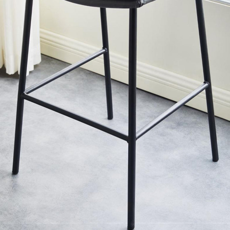 Contemporary Scandinavian Artificial Leather Carbon Steel Arched Bar Stool With Backrest For Dining Room & Living Room