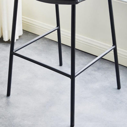 Contemporary Scandinavian Artificial Leather Carbon Steel Arched Bar Stool With Backrest For Dining Room & Living Room