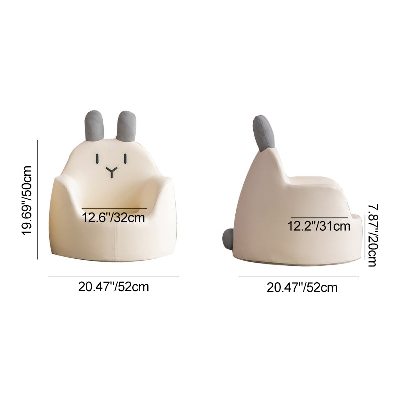 Modern Art Deco Wood Leather Animal-Shaped Kids Chair With Backrest & Armrest For Bedroom & Living Room