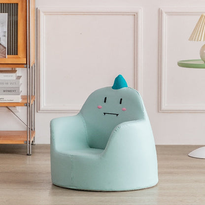 Modern Art Deco Wood Leather Animal-Shaped Kids Chair With Backrest & Armrest For Bedroom & Living Room