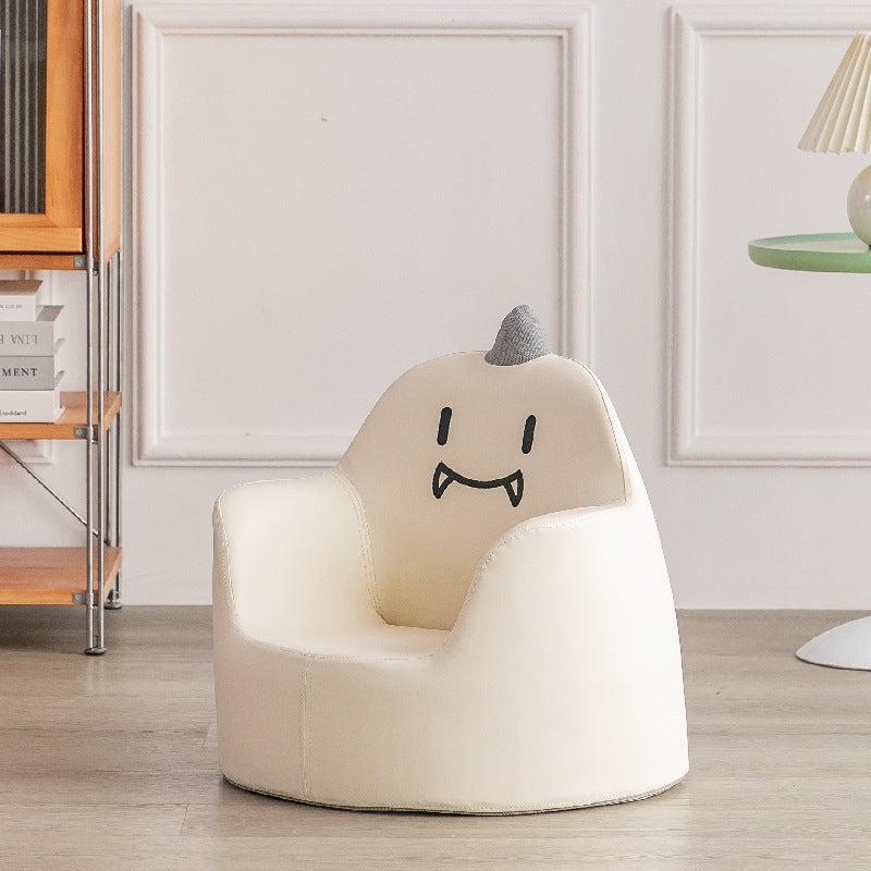 Modern Art Deco Wood Leather Animal-Shaped Kids Chair With Backrest & Armrest For Bedroom & Living Room