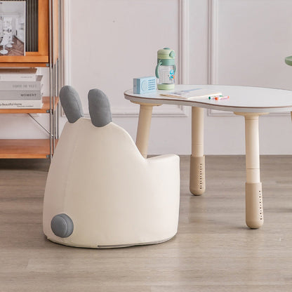 Modern Art Deco Wood Leather Animal-Shaped Kids Chair With Backrest & Armrest For Bedroom & Living Room