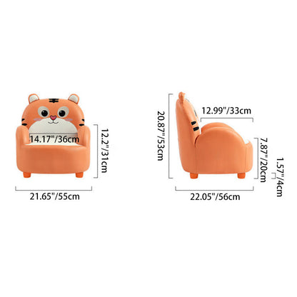Modern Art Deco Kids Leather Solid Wood Tiger & Bear Shape Chair With Backrest Armrests For Bedroom & Living Room