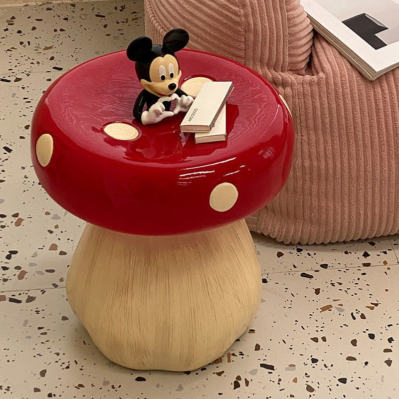 Modern Art Deco Fiberglass & Plastic Mushroom-Shaped Low Stool For Bedroom & Living Room