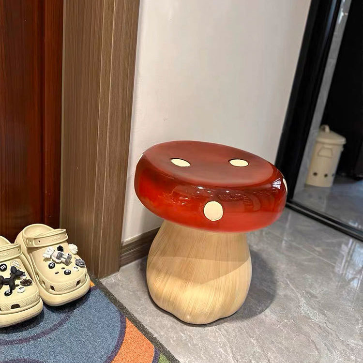 Modern Art Deco Fiberglass & Plastic Mushroom-Shaped Low Stool For Bedroom & Living Room