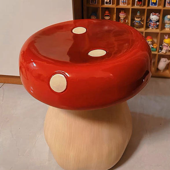 Modern Art Deco Fiberglass & Plastic Mushroom-Shaped Low Stool For Bedroom & Living Room