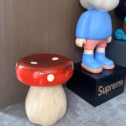 Modern Art Deco Fiberglass & Plastic Mushroom-Shaped Low Stool For Bedroom & Living Room