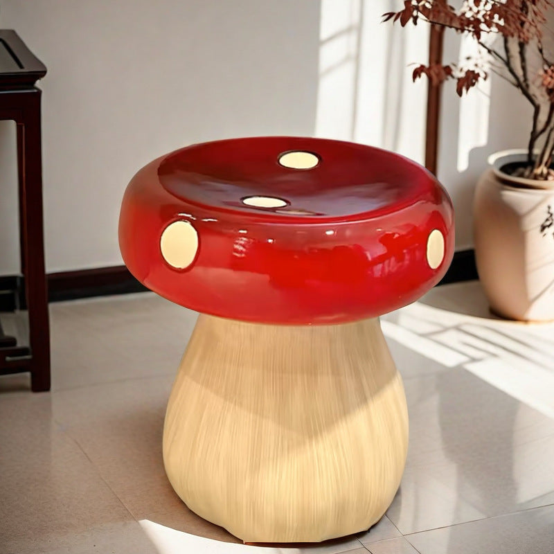 Modern Art Deco Fiberglass & Plastic Mushroom-Shaped Low Stool For Bedroom & Living Room