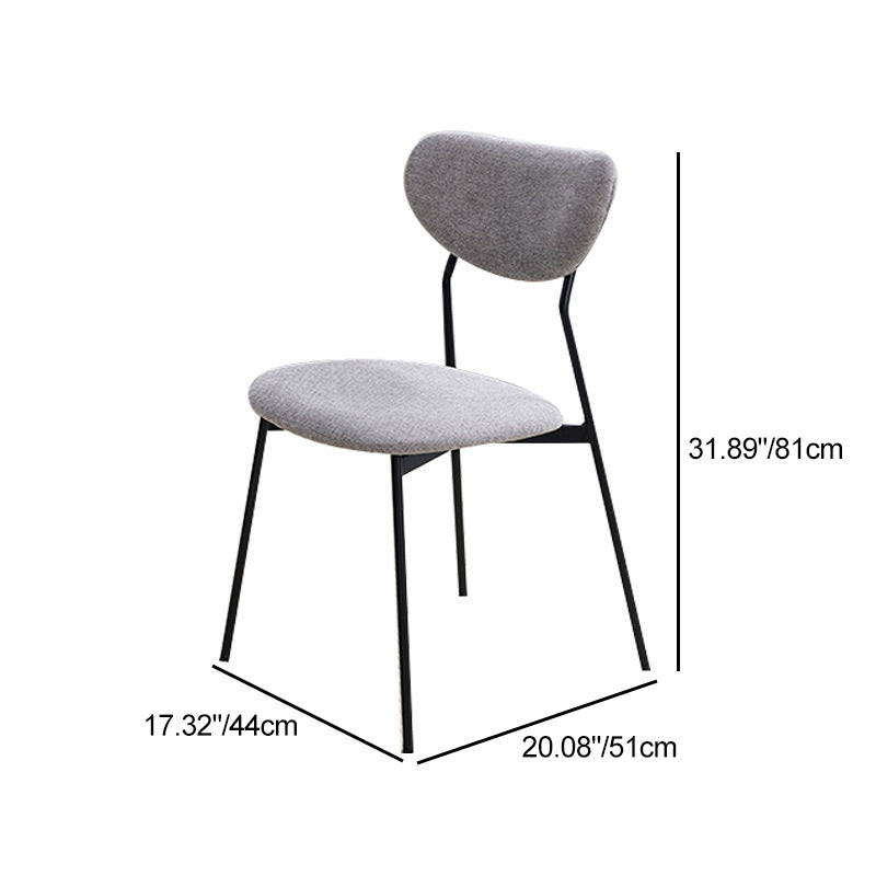 Contemporary Scandinavian Linen Iron Semi-Round Dining Chair With Backrest For Living Room & Dining Room